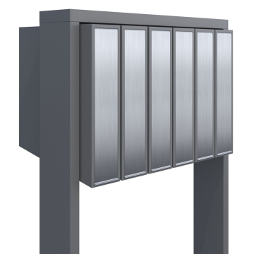 Brievenbus unit Flag for Six in Grijs Metallic met RVS inwerpklep