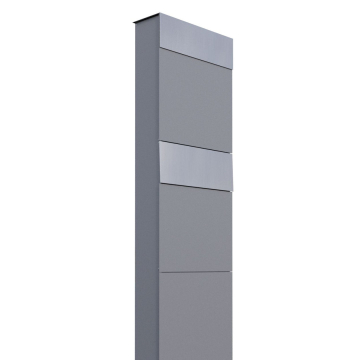 Brievenbus unit The Box for Two in Grijs Metallic met RVS inwerpklep