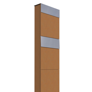 Brievenbus unit The Box for Two in Okerbruin met RVS inwerpklep