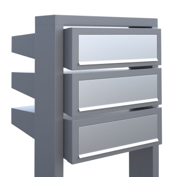 Brievenbus unit Stairs for Three in Grijs Metallic met RVS inwerpklep