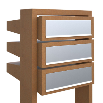 Brievenbus unit Stairs for Three in Okerbruin met RVS inwerpklep