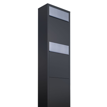 Brievenbus unit Big Box for Two in Zwart met RVS inwerpklep