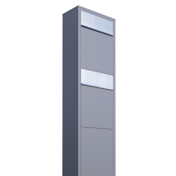 Brievenbus unit Big Box for Two in Grijs Metallic met RVS inwerpklep