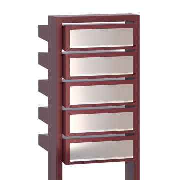 Brievenbus unit Stairs for Five in Rood met RVS inwerpklep