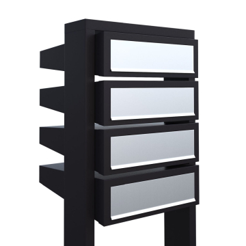 Brievenbus unit Stairs for Four in Zwart met RVS inwerpklep