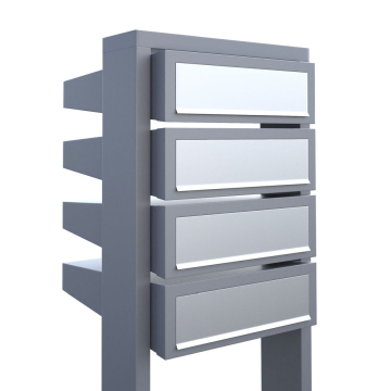 Brievenbus unit Stairs for Four in Grijs Metallic met RVS inwerpklep