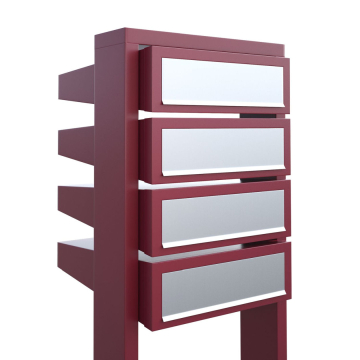 Brievenbus unit Stairs for Four in Rood met RVS inwerpklep