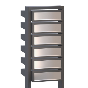 Brievenbus unit Stairs for Six in Grijs Metallic met RVS inwerpklep