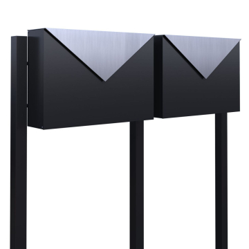 Brievenbus unit Letter for Two in Zwart met RVS inwerpklep