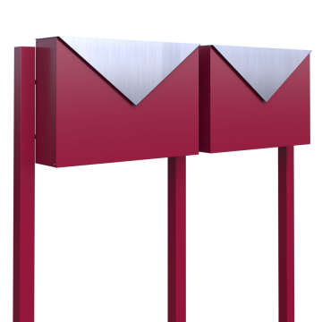 Brievenbus unit Letter for Two in Rood met RVS inwerpklep