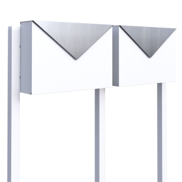 Brievenbus unit Letter for Two in Wit met RVS inwerpklep
