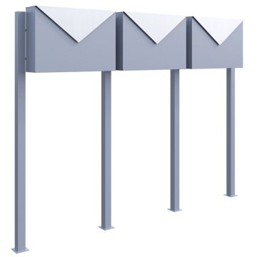 Brievenbus unit Letter for Three in Grijs Metallic met RVS inwerpklep