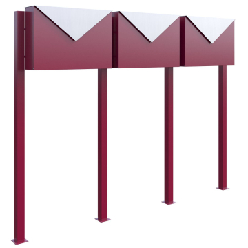 Brievenbus unit Letter for Three in Rood met RVS inwerpklep