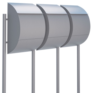 Postkastsysteem Jumbo voor drie Grijs Mettallic met RVS inwerpklep