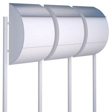 Postkastsysteem Jumbo voor drie Wit met RVS inwerpklep