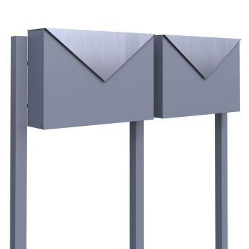 Brievenbus unit Letter for Two in Grijs Metallic met RVS inwerpklep
