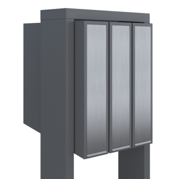 Brievenbus unit Flag for Three in Grijs Metallic met RVS inwerpklep