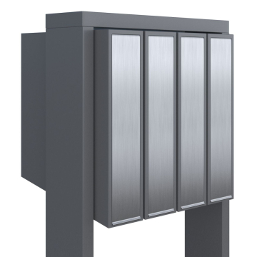 Brievenbus unit Flag for Four in Grijs Metallic met RVS inwerpklep