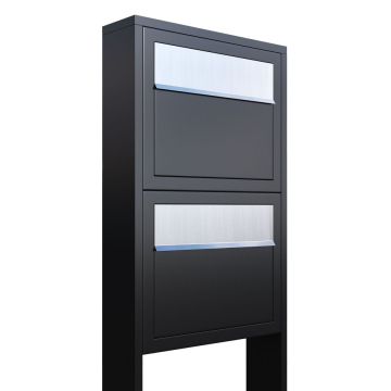 Brievenbus unit Elegance for Two in Zwart met RVS inwerpklep