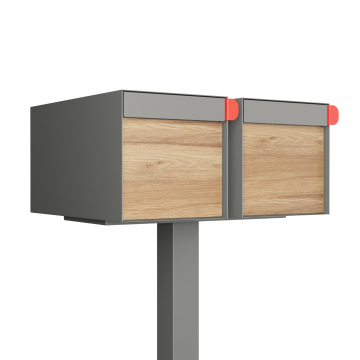 Vrijstaande brievenbus Big Americano for Two in Grijs metallic met HPL-front