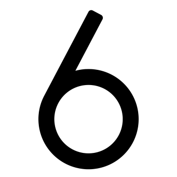 Zelf -adhesief huisnummer "6" - 200 mm in zwart