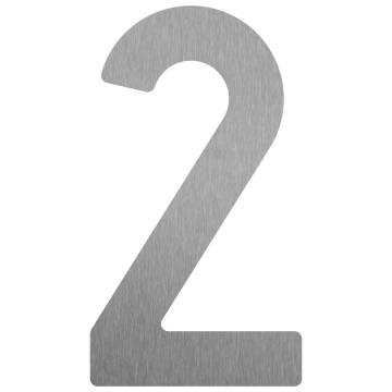 Zelf -adhesief huisnummer "2" - 76 mm in RVS