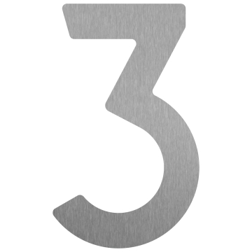 Zelf -adhesief huisnummer "3" - 76 mm in RVS