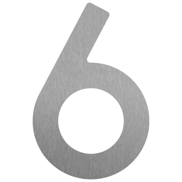 Zelf -adhesief huisnummer "6" - 76 mm in RVS