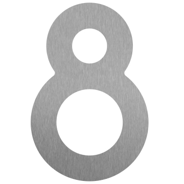 Zelf -adhesief huisnummer "8" - 76 mm in RVS