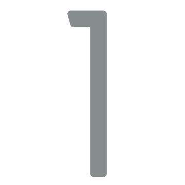 Modern huisnummer '' '1' ' - 245 mm in grijs metallic