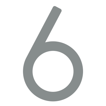 Modern huisnummer '' 6 '' - 245 mm in Grijs metallic