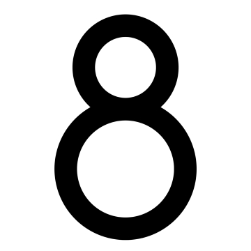 Modern huisnummer '' 8 '' - 245 mm in zwart