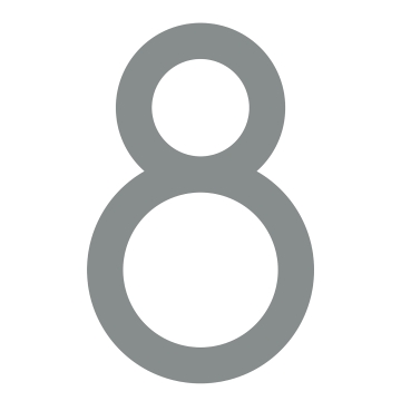 Modern huisnummer '' 8 '' - 245 mm in grijs metallic