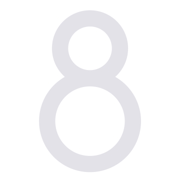 Modern huisnummer '' 8 '' - 245 mm in wit