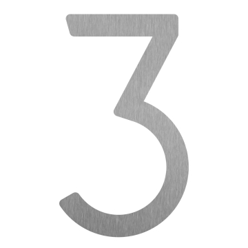 Modern huisnummer  "3" - 200 mm in RVS