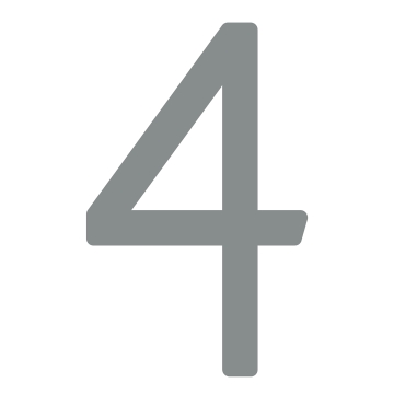 Modern huisnummer  "4" - 200 mm in grijs metallic