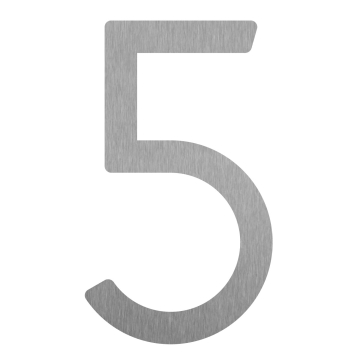 Modern huisnummer  "5" - 200 mm in RVS