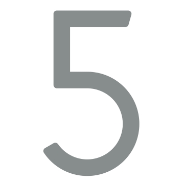 Modern huisnummer  "5" - 200 mm in grijs metallic