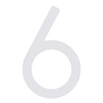 Modern huisnummer  "6" - 200 mm in wit