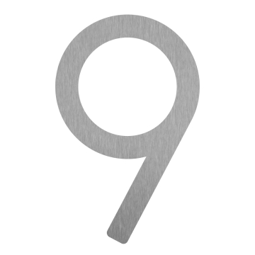 Modern huisnummer  "9" - 200 mm gemaakt van Okerbruin staal