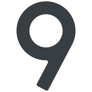 Zelf -adhesief huisnummer "9" - 40 mm in antraciet