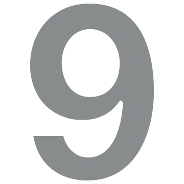 Huisnummer ''9'' in Grijs metallic