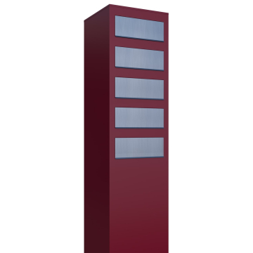 Brievenbus unit Monolith for Five in Rood met RVS inwerpklep