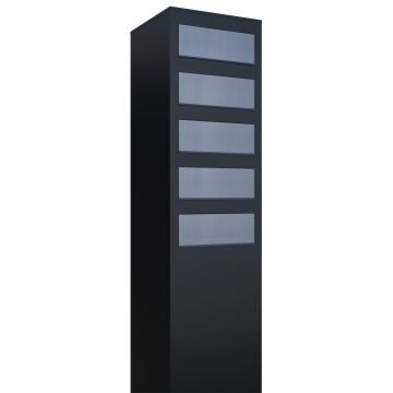 Brievenbus unit Monolith for Five in Zwart met RVS inwerpklep