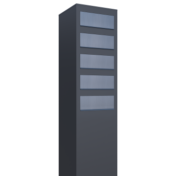 Brievenbus unit Monolith for Five in Antraciet met RVS inwerpklep
