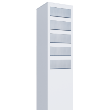 Brievenbus unit Monolith for Five in Wit met RVS inwerpklep