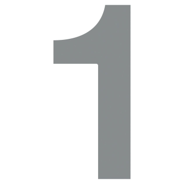 Huisnummer ''1'' in Grijs metallic