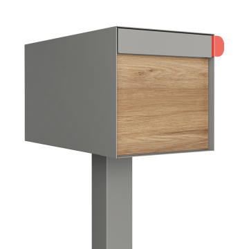 Vrijstaande brievenbus Big Americano in Grijs metallic met HPL-front