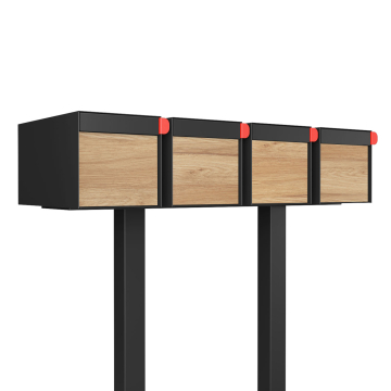 Vrijstaande brievenbus Big Americano for Four in Zwart met HPL-front