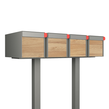 Vrijstaande brievenbus Big Americano for Four in Grijs met HPL-front